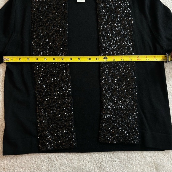 J. Crew Women's Sequined Merino Wool Size Large Black Holiday Sweater - Picture 7 of 10